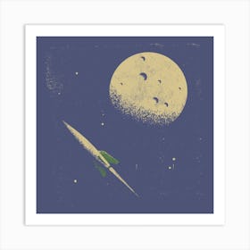 Rocket & Moon Square Art Print