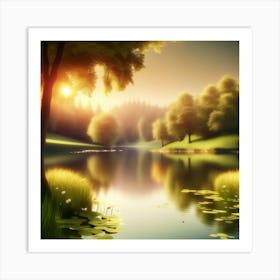 Peaceful Countryside Lake (87) Art Print