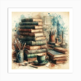 Books And Pencils Art Print