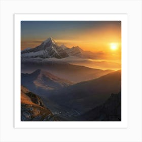 Sunrise Over The Mountains Art Print