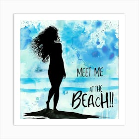 Beach Silhouette - Romantic Seaside Art Print