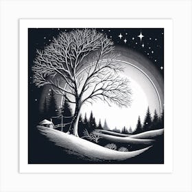 Moonlight In The Woods Art Print