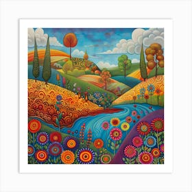 Colorful Landscape Painting Art Print