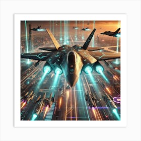 A Futuristic Sci Fi Scene Featuring Harmony Hawks Art Print