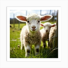 Young Cute Grass Farming Animal Farm Field Fur Wool Farm Animal Baby Countryside Little (6) Art Print