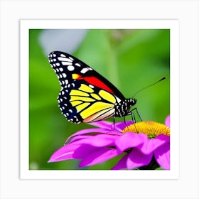 Butterfly On Purple Flower Art Print