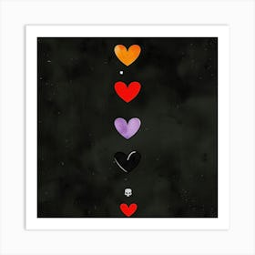 Hearts & Skull Art Print