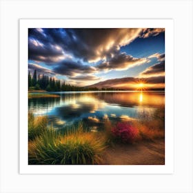 Sunset Over Lake 42 Art Print