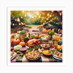 Thanksgiving Dinner In The Park Art Print