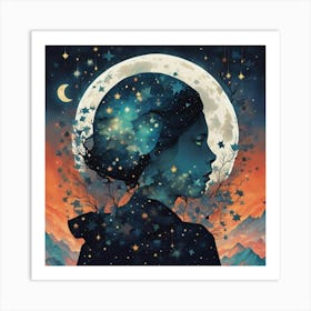 Moon And Stars Art Print