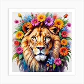 Petals Of Pride: A Lion's Roar Echoing In A Garden Of Beauty Art Print