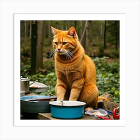 Asm An Orange Cat Cooks A Fish In The Nature 77f7bee0 Ce9a 4d86 8ceb 4f026dd57f80 Art Print