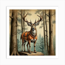 Deer In The Woods 39 Art Print