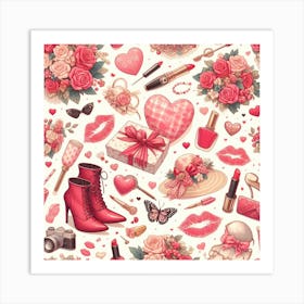 Valentine's Day, kiss pattern 2 Art Print