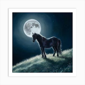 Horse In The Moonlight 39 Art Print