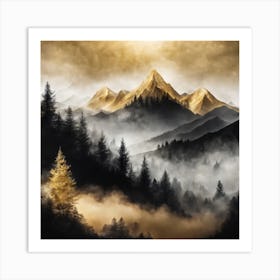Abstract Golden Mountain (16) Art Print