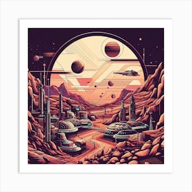 Imagined colony on Mars Space City Art Print