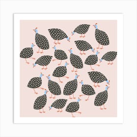 Guineafowl on Pink Art Print