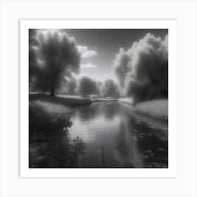 Black And White River 7 Art Print