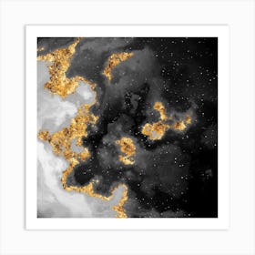 100 Nebulas in Space with Stars Abstract in Black and Gold n.031 Art Print