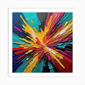 Color Explosion 1, an abstract AI art piece that bursts with vibrant hues and creates an uplifting atmosphere. Generated with AI,Art style_Palette knife,CFG Scale_3.0... Art Print