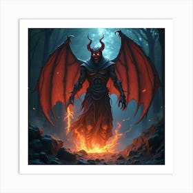 Demon Soul Flickering With Magic In A Glowing Abyss 1 Art Print