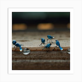 Tiny Birds In The Rain Art Print