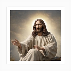 Jesus Sitting On The Hay Art Print