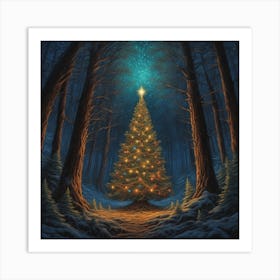 Christmas Tree In The Forest 49 Art Print