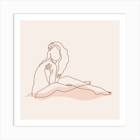 Line art Nude woman print 1 Art Print