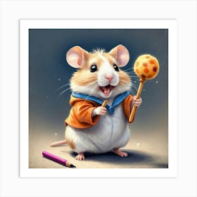 Hamster With A Pencil 2 Art Print