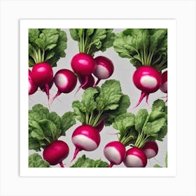 Radishes On White Background Art Print