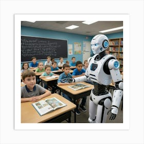 Robot In Classroom 8 Art Print