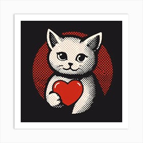 Cat Holding Heart 6 Art Print