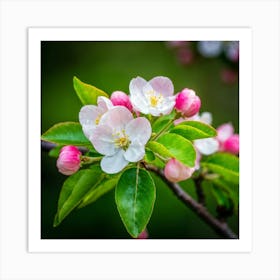 Blooming Pear Tree In Spring Close Shot Showcasing The Intricate Arrangement Of Small Blush Toned B (1) 2 Art Print