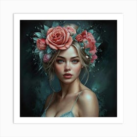 Roses On A Girl Art Print