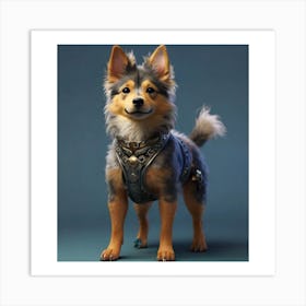 Dog In A Harness Art Print