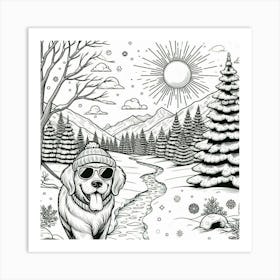 Dog In The Snow 6 Art Print