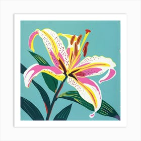 Lily 1 Square Flower Illustration Art Print