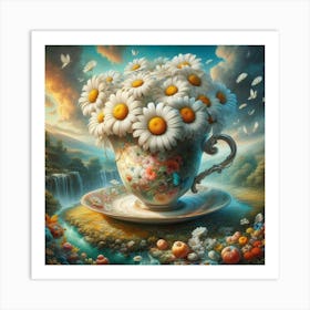 Daisies In A Teacup Art Print