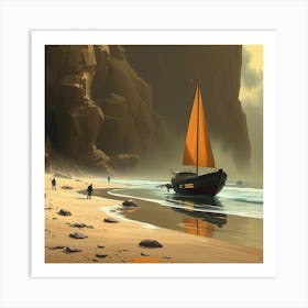 Sailboat On The Beach 5 Art Print