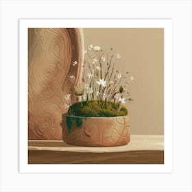 Moss And Flowers Art Print