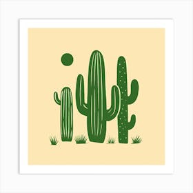 Rizwanakhan Simple Abstract Cactus Non Uniform Shapes Petrol 41 Art Print