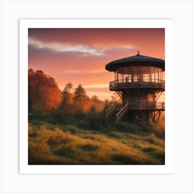 Sunset At The Fire Tower Art Print