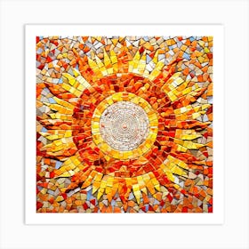 Mosaic Sun A Sun Created From A Mosaic Of Small Tiles 6 Art Print