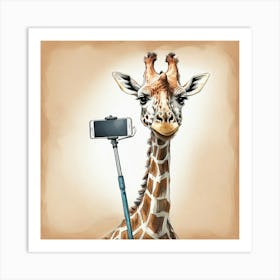 Giraffe Selfie 3 Art Print