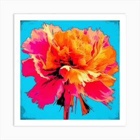 Andy Warhol Style Pop Art Flowers Carnation Dianthus 4 Square Art Print