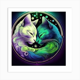 Ying yang kitties Art Print