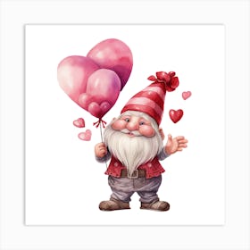 Gnome With Balloons Art Print
