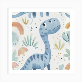 Cute Muted Diplodocus Dinosaur 2 Art Print
